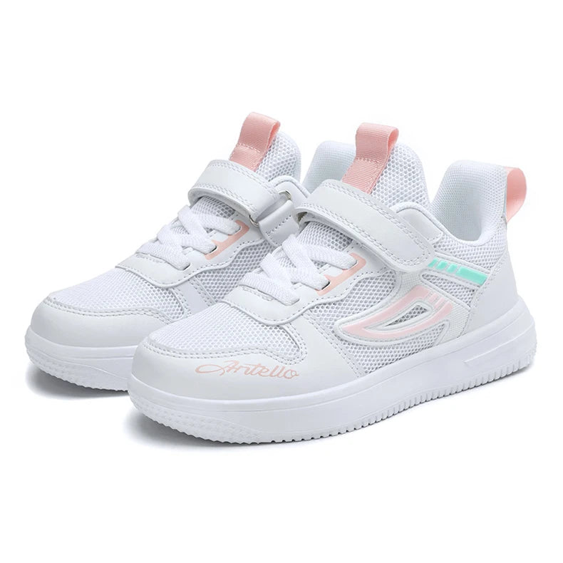 Baskets Enfant Blanches Mesh - Chaussures Sport Mode Respirantes Garçon Fille Printemps Été