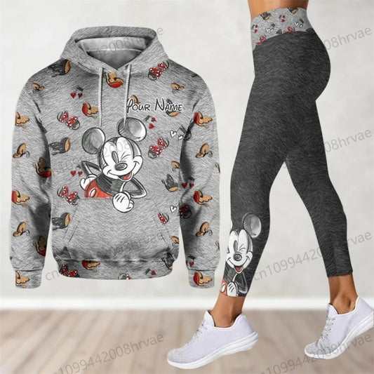 Ensemble Minnie Mouse Femme - Sweat à Capuche + Legging Yoga Disney Streetwear