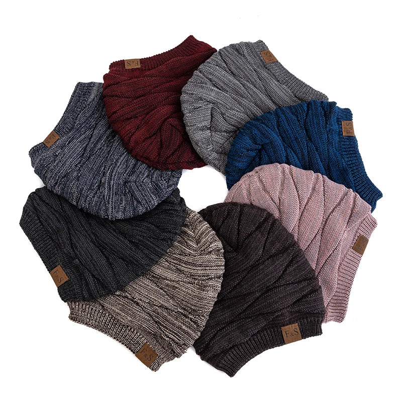 Bonnet Hiver Mixte Slouchy Doublé Polaire - Tricot Chaud Casual Unisexe
