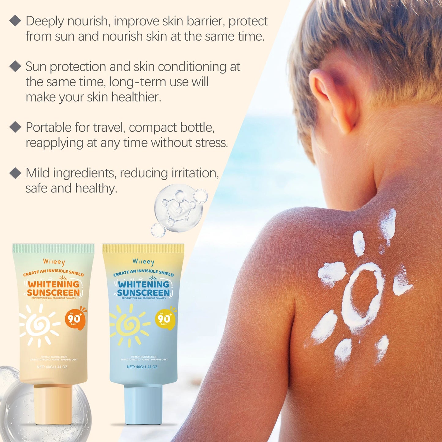 Crème Solaire Enfant SPF 50 - Lot de 2 Légère Hydratante Visage & Corpsu