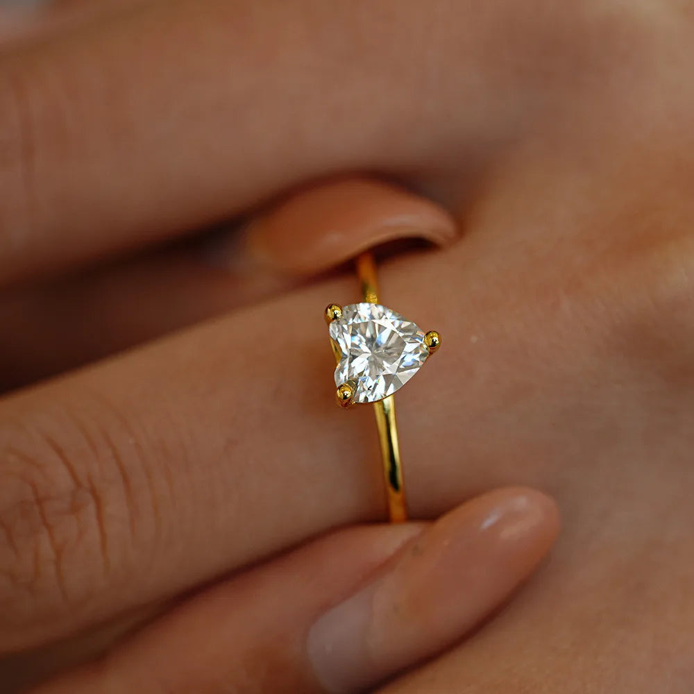 Bague Moissanite 1 Carat Argent 925 Plaqué Or 18K - Femme GRA