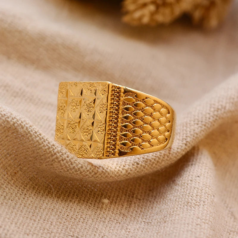 Bague Homme Couleur Or - Style Dubai Moyen-Orient