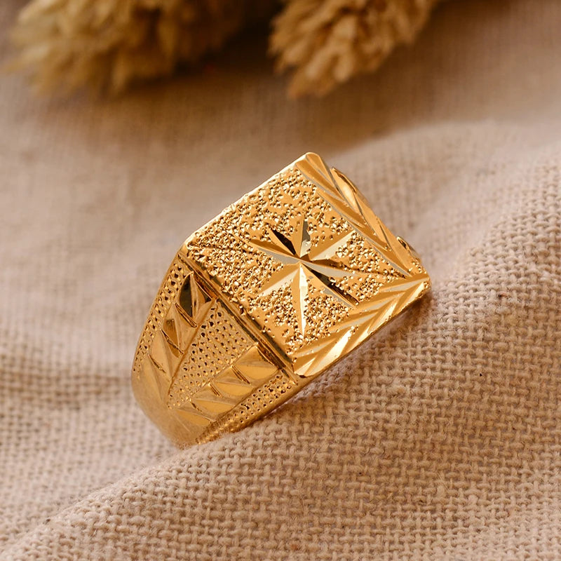 Bague Homme Couleur Or - Style Dubai Moyen-Orient