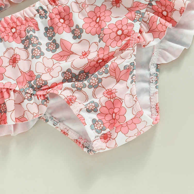 Maillot de Bain Bikini Bébé Fille Imprimé Floral - Ensemble 2 Pièces Halter Été