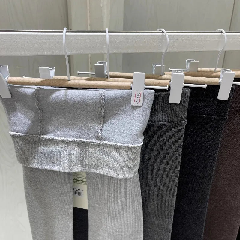 Collants Femme Fashion Gris Tricotés Pression - Automne Hiver Taille Haute Élastiques Streetwear Stocking 2026 Basic Pantyhose