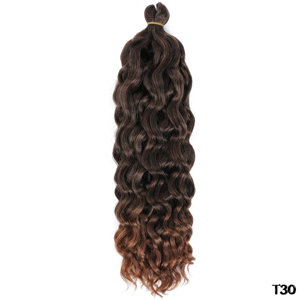 Extension Tresses Hawaii Curly Ocean Wave - Mèches Crochet Synthétiques Afro Bouclées Ombré Rose Water Wave