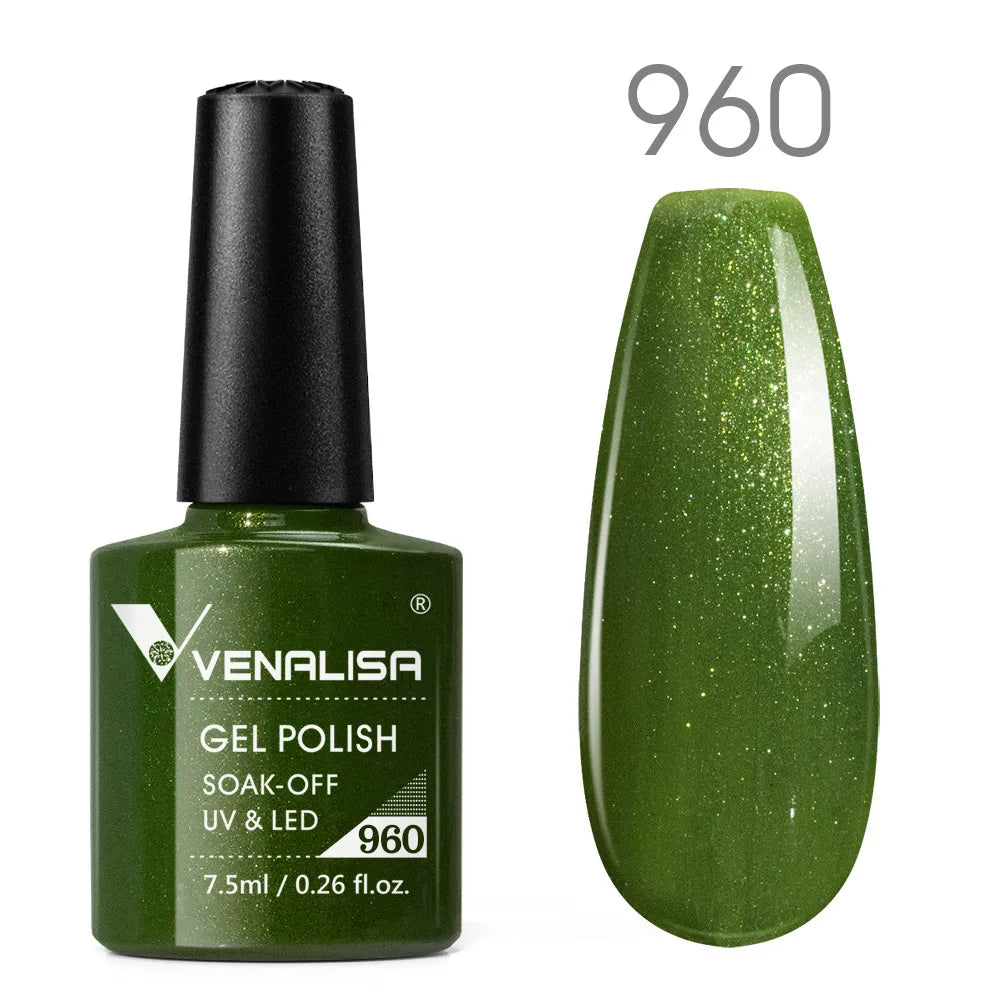Vernis Gel Ongles Paillettes Réfléchissantes VENALISA - Néon Couverture Complète UV Manucure Nail Art
