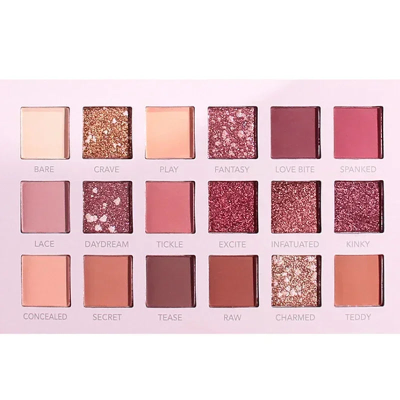 Palette Fard à Paupières 18 Couleurs Paillettes avec Miroir Nacré Mat Shimmer Pigmenté Nude Longue Tenue Maquillage Yeux