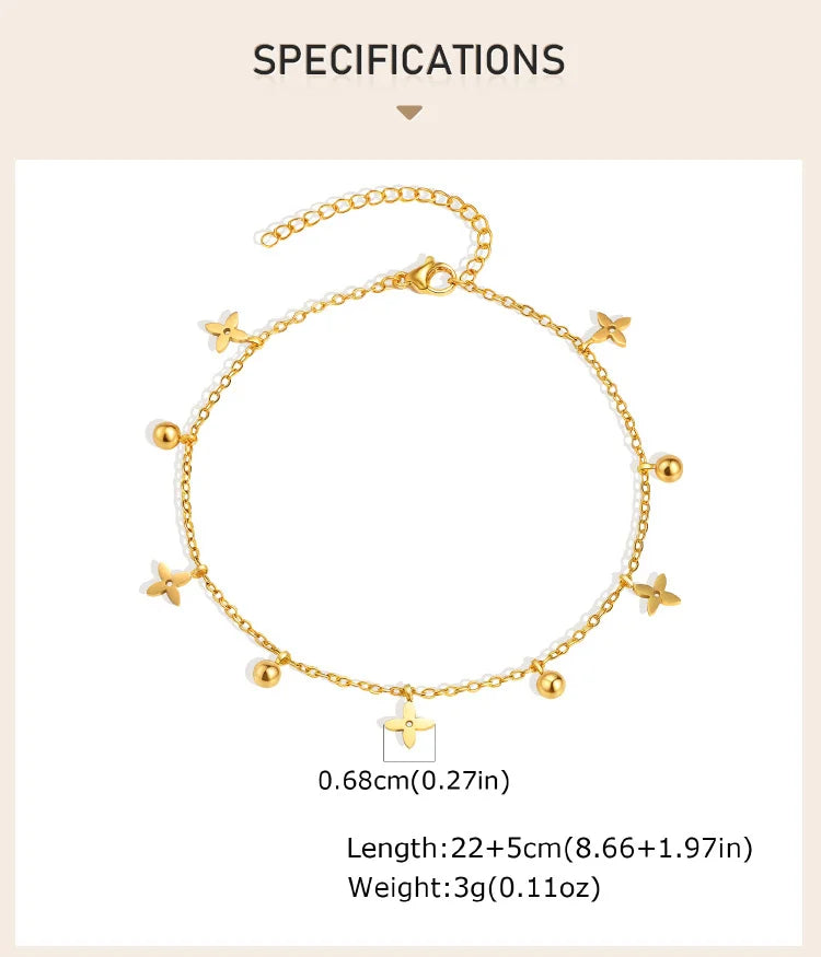 Waterproof Stainless Steel Foot Chain Anklet Women, Crown/ Butterfly /cross/ Star Dangle Anklets Adjustable Link