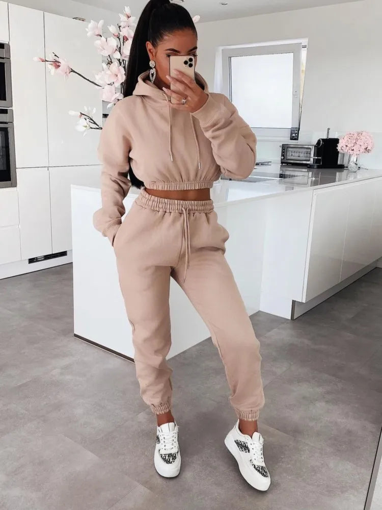 Ensemble Sportswear Femme 2 Pièces - Sweat Workout Pantalon Jogging Fitness