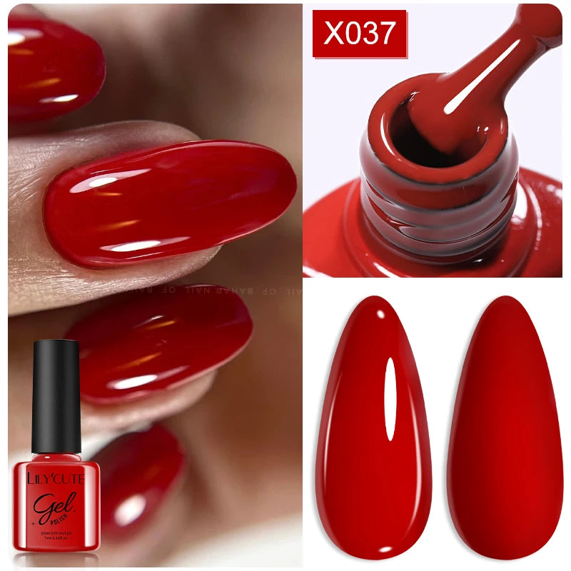 Vernis Gel LILYCUTE Ancora Red Automne Hiver - Semi-Permanent Soak Off UV LED Manucure Nail Art