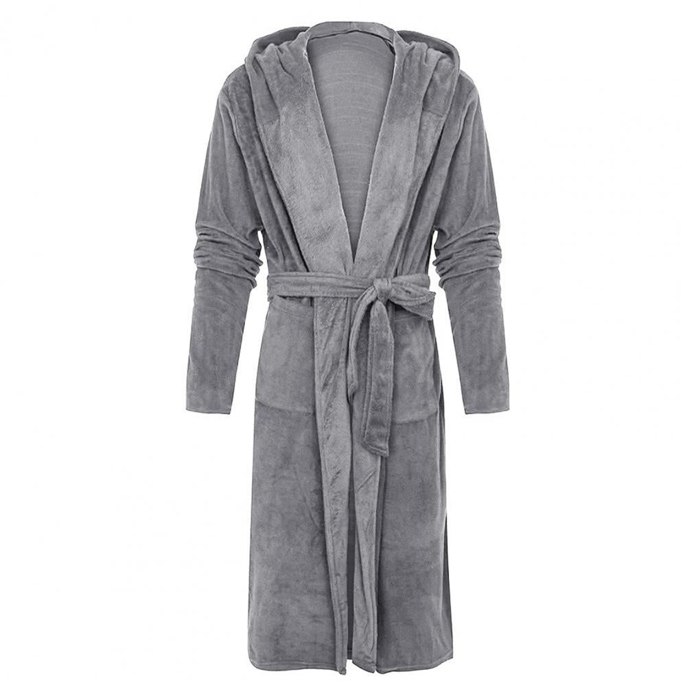 Peignoir Homme Flanelle à Capuche - Robe de Chambre Polaire Hiver