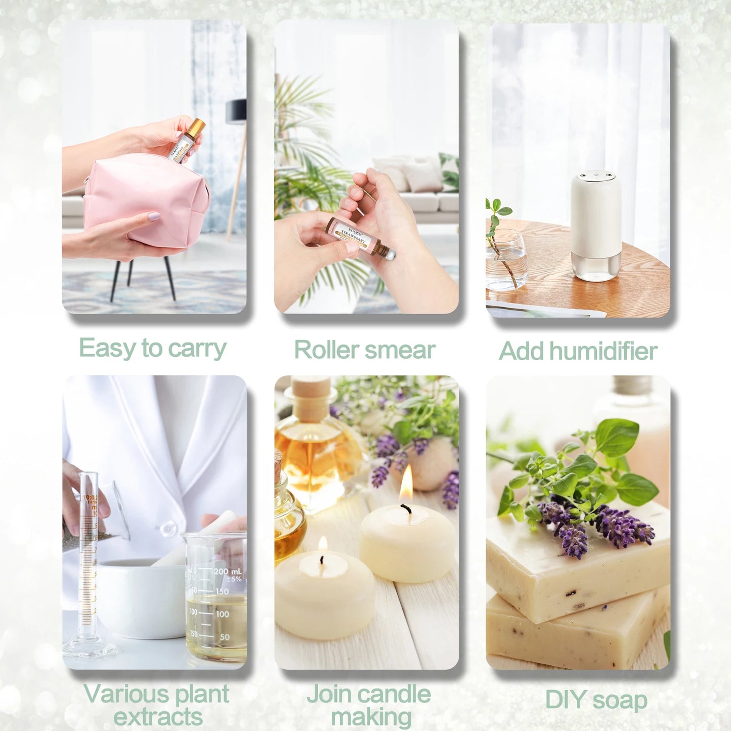 Huile Parfumée Roll-On EUQEE 10ml - Fragrance Longue Tenue La Vie Est Belle CHANCE Jadore Coton Fraise Mangue Homme Femme