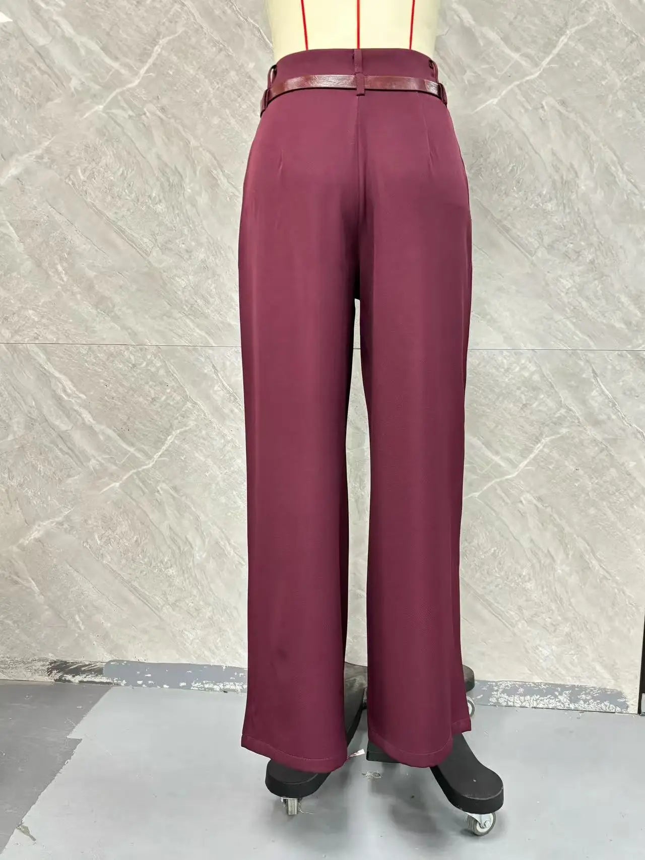Pantalon Taille Haute Large Femme - Jambes Larges Ceinture Poches Bureau Été