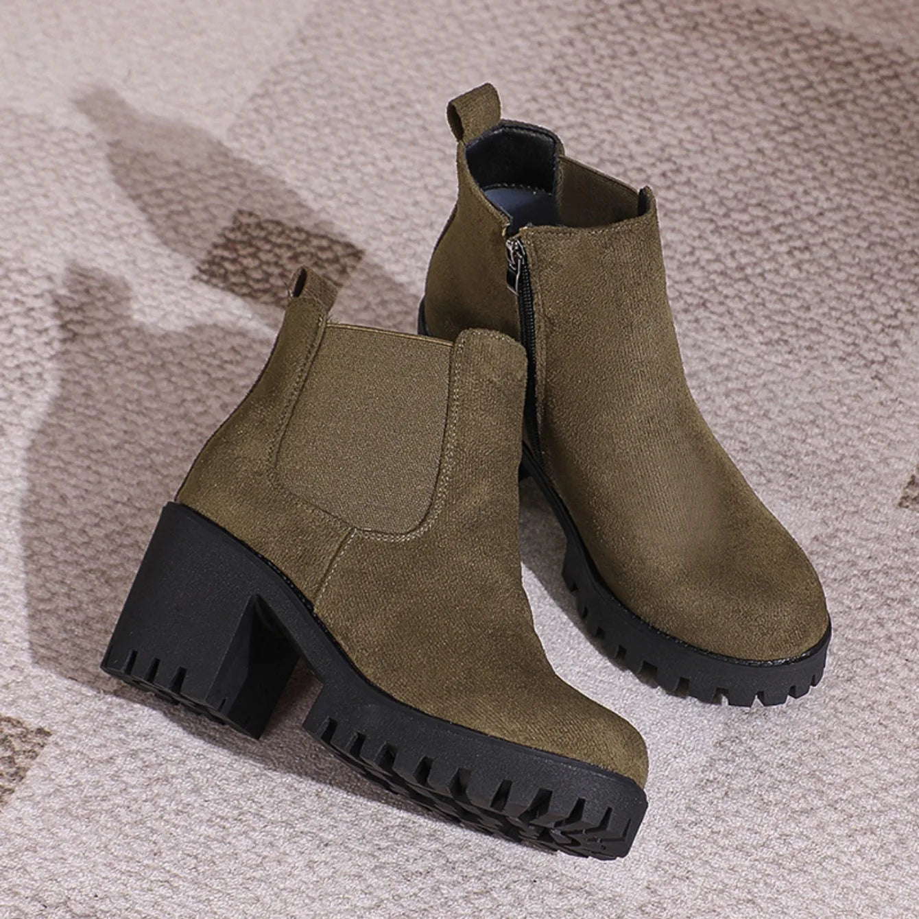 Bottines Plateforme Femme Élégantes - Bout Rond Zip Automne Hiver 2024