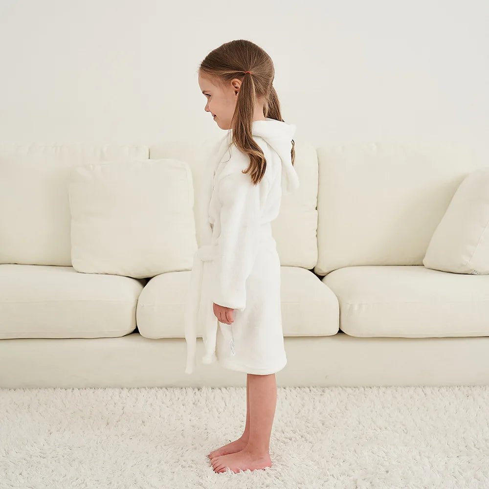 Peignoir Enfant Flanelle à Capuche - Robe de Chambre Douce Motif Cartoon - Automne Hiver 2-12 Ans