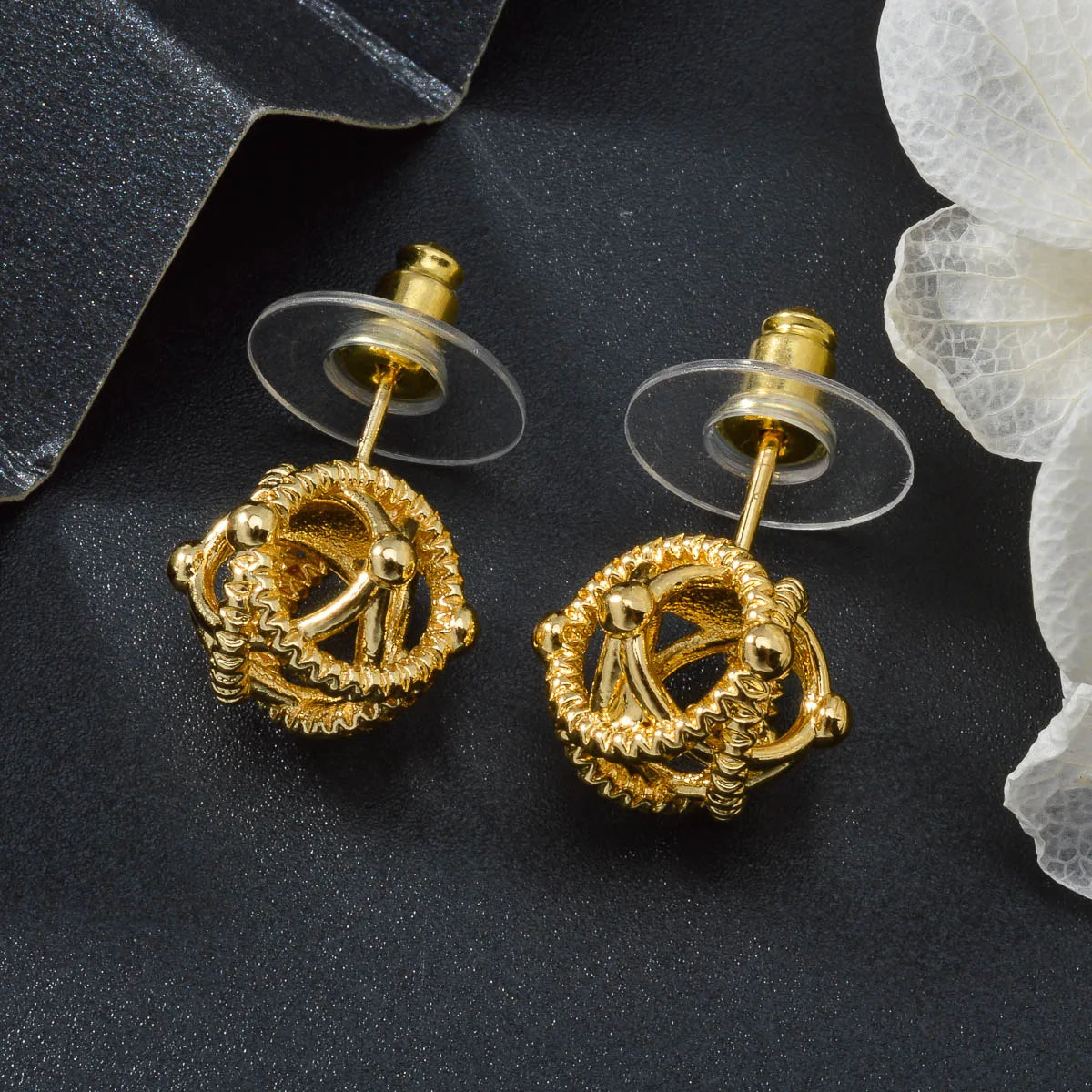 Boucles d'Oreilles Plaqué Or Luxe Dubai - Femme Mariage