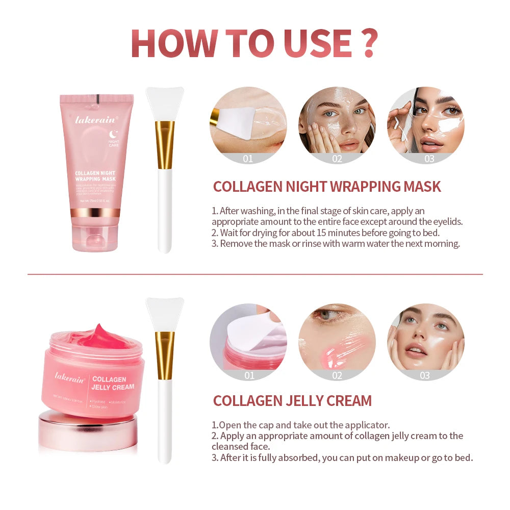 Crème Gelée Collagène Hydrolysé - Masque Nuit Hydratant Raffermissant Peel-Off