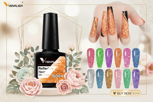 Vernis Gel Ongles Paillettes Réfléchissantes VENALISA - Néon Couverture Complète UV Manucure Nail Art