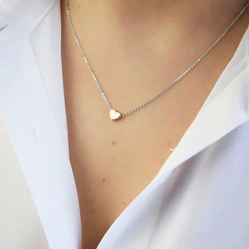 Collier Femme Minimaliste Cœur LOVE - Clavicule Délicat Plage Été