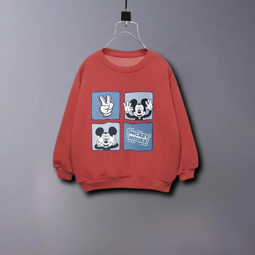 Sweat Mickey Enfant Printemps Automne - Hoodie Cartoon Col Rond Manches Longues