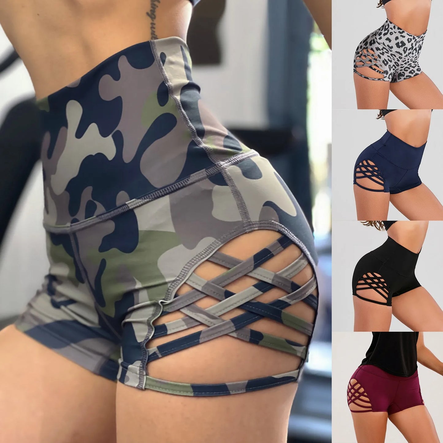 Short Yoga Taille Haute Ajouré Femme - Fitness Sexy