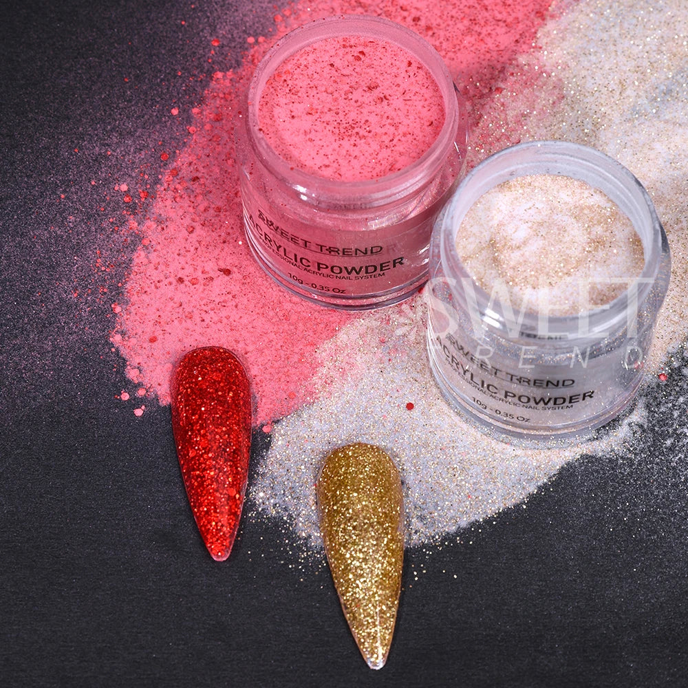 Lot 6pcs Poudre Acrylique Noël 10g - 3-en-1 Extension Sculpture Trempage Poudre Cristal Automne Hiver Nouvel An Manucure Décor