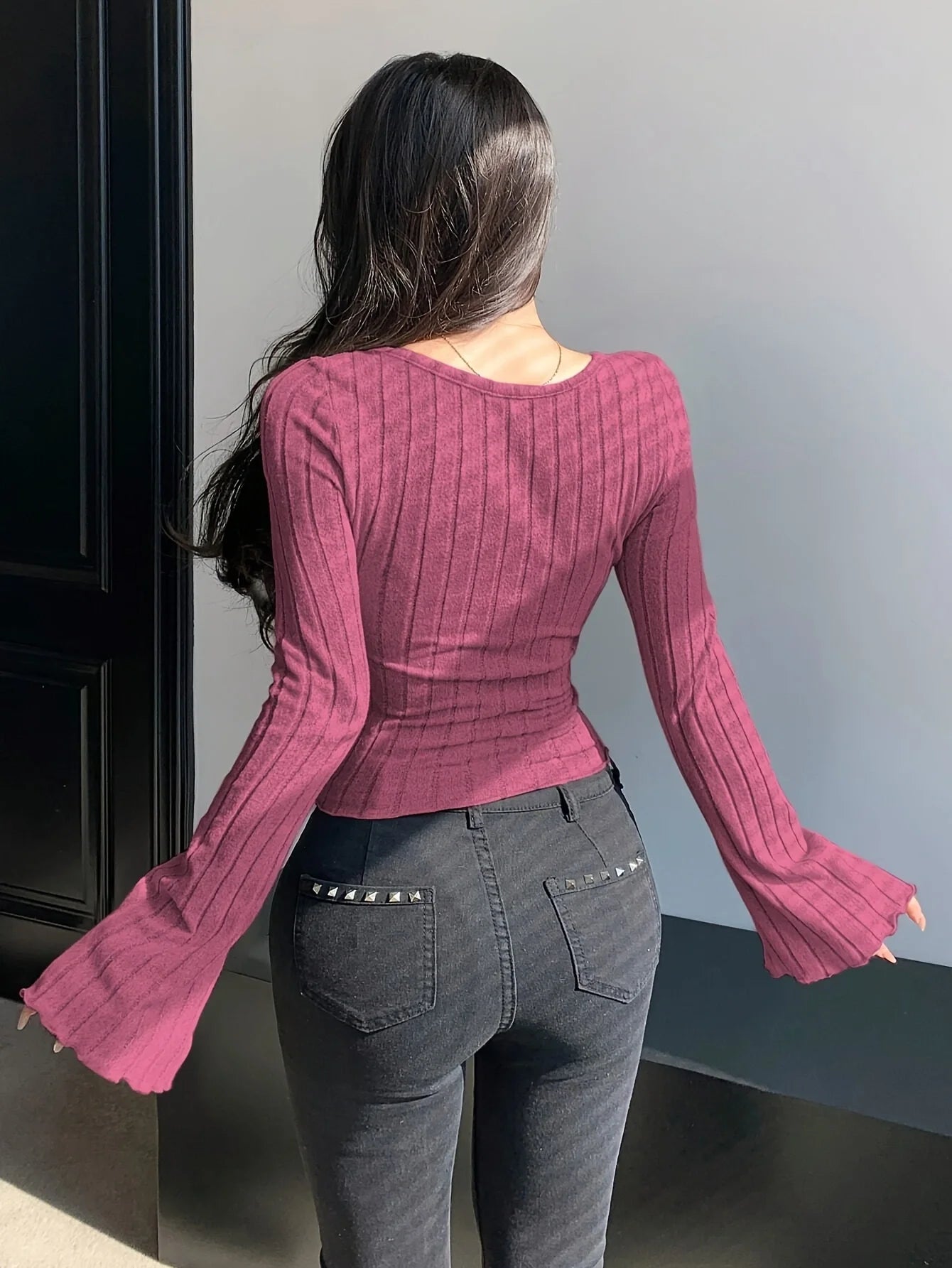 T-Shirt Femme Tricot Col Carré Bretelles - Automne Hiver