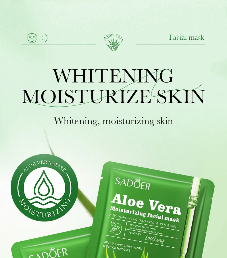 Lot 10pcs Masques Visage SADOER Fruits Floraux - Hydratant Raffermissant Camomille Myrtille Soin Peau Beauté