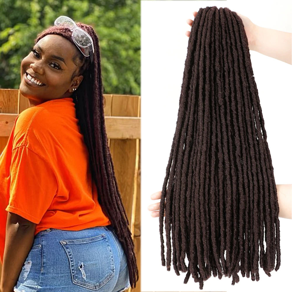 Extensions Crochet Braids Faux Locs Lisses - Dreadlocks Synthétiques Ombré Marron