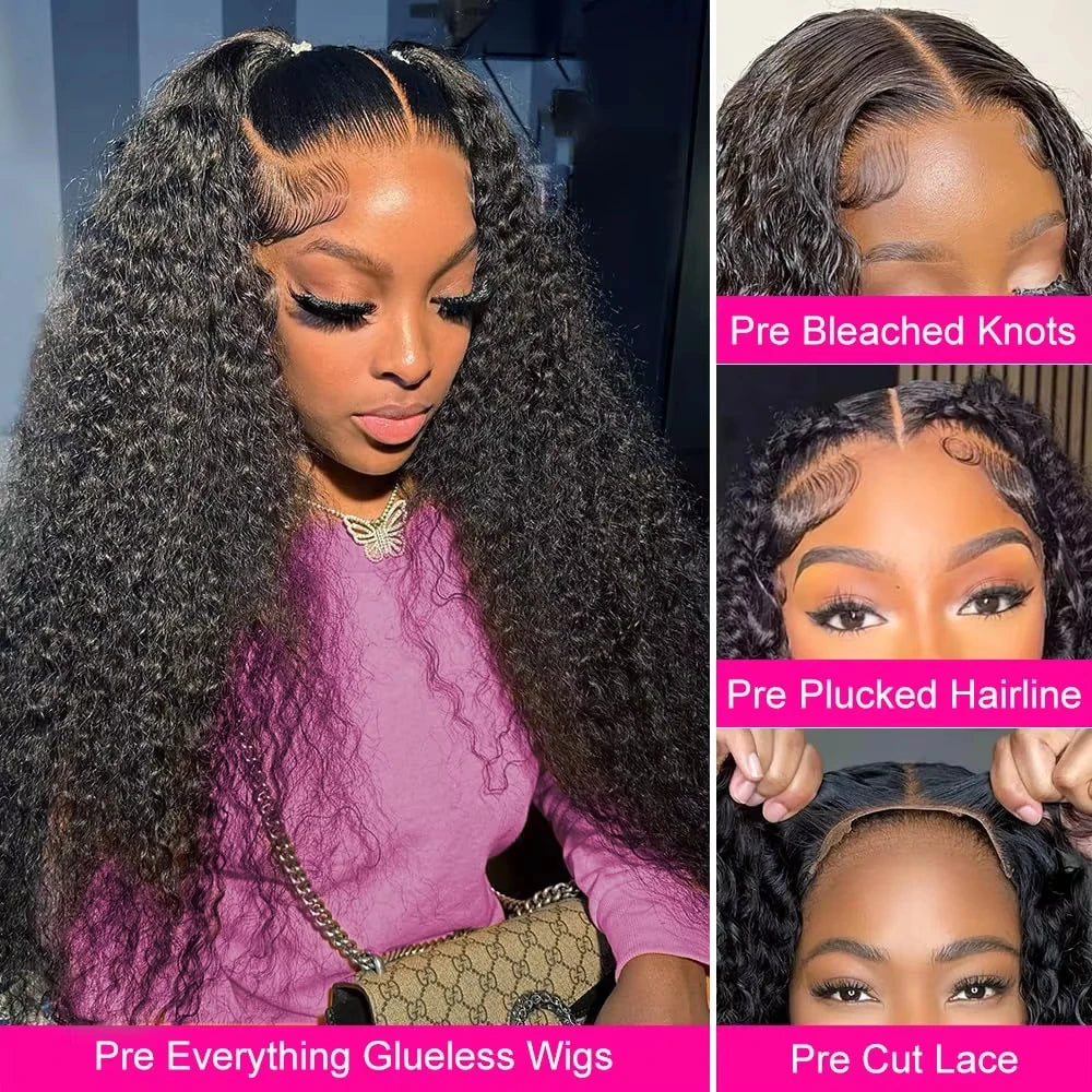 Perruque Glueless Wear and Go 5x5 4x4 - Cheveux Naturels Lace Closure HD Deep Wave Pré-Plumée