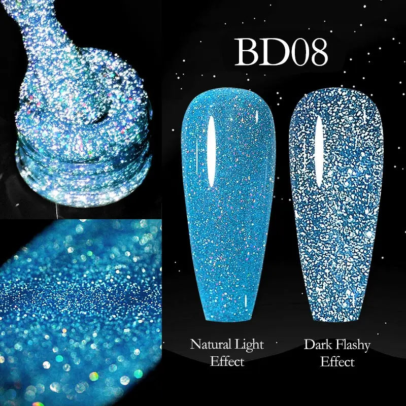 Vernis Gel Ongles Paillettes Réfléchissantes VENALISA - Néon Couverture Complète UV Manucure Nail Art