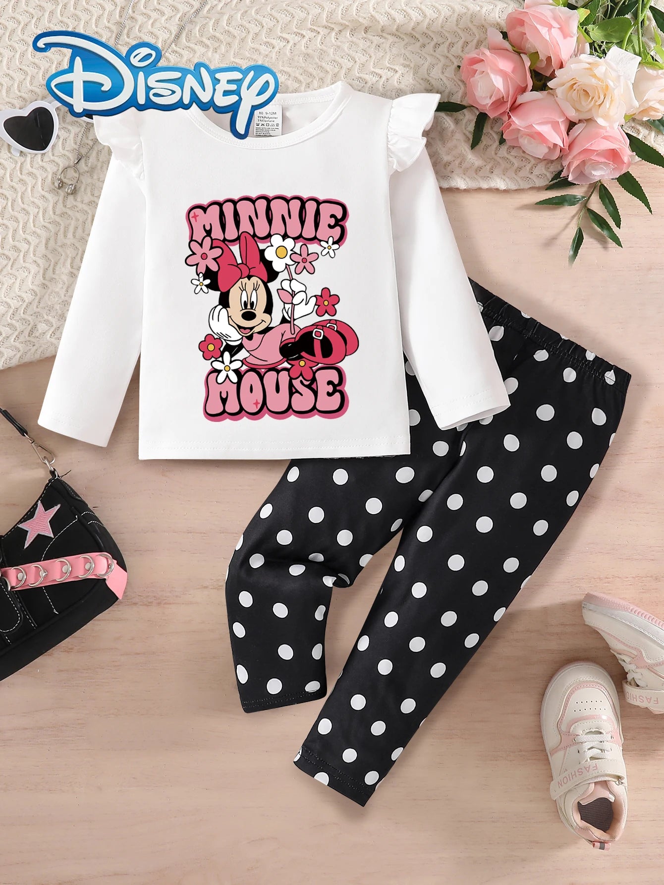 Ensemble Bébé Fille Mickey Mouse Disney - Sweat Floral Minnie + Pantalon Automne 9-12 Mois
