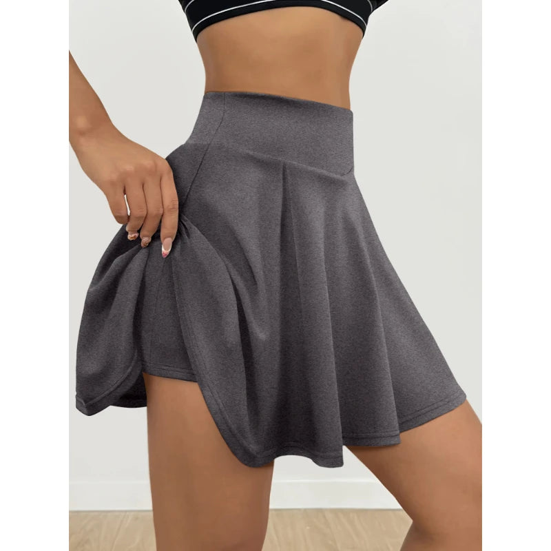 Jupe Plissée Femme Taille Haute - Jupe Courte Confortable Couleur Unie Casual