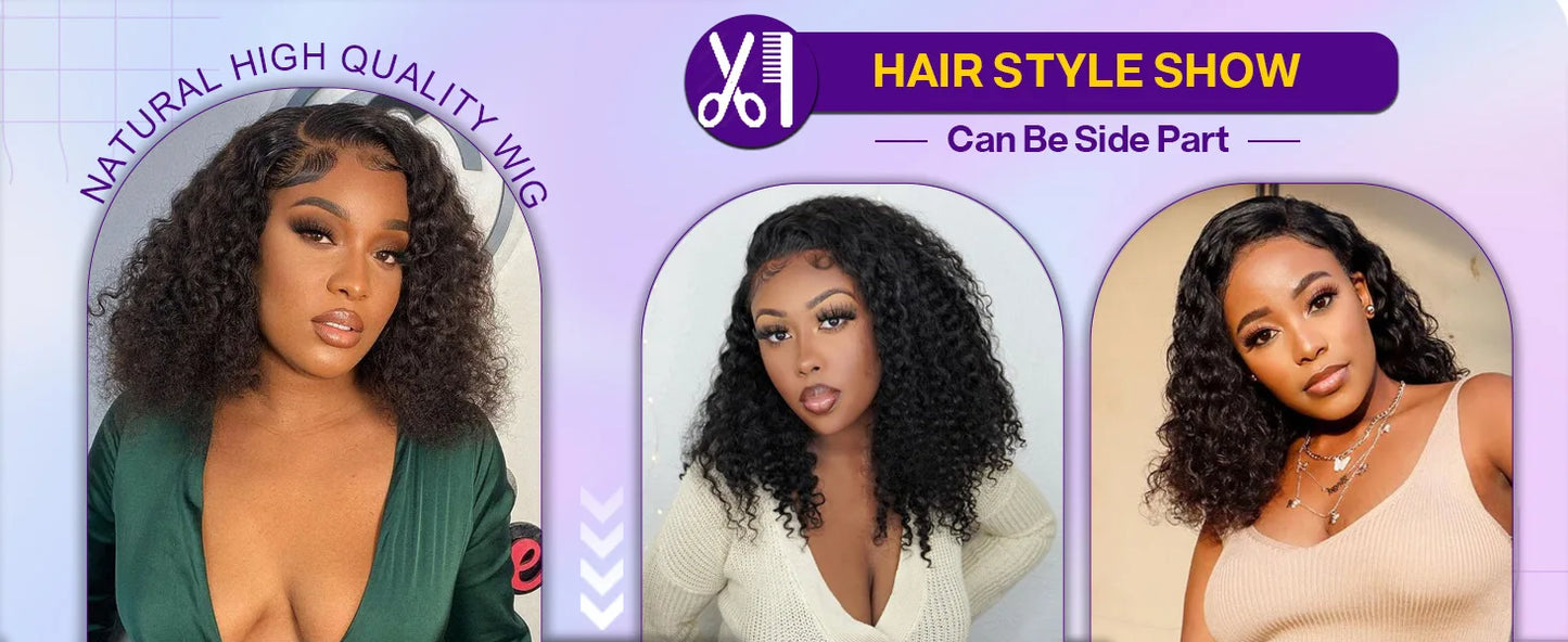 Perruque Bob Courte Cheveux Humains 10 Pouces - Lace Front 5x5 Sans Colle Deep Wave