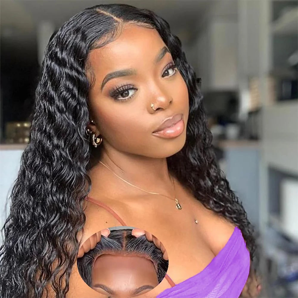 Perruque Glueless Wear and Go 5x5 4x4 - Cheveux Naturels Lace Closure HD Deep Wave Pré-Plumée