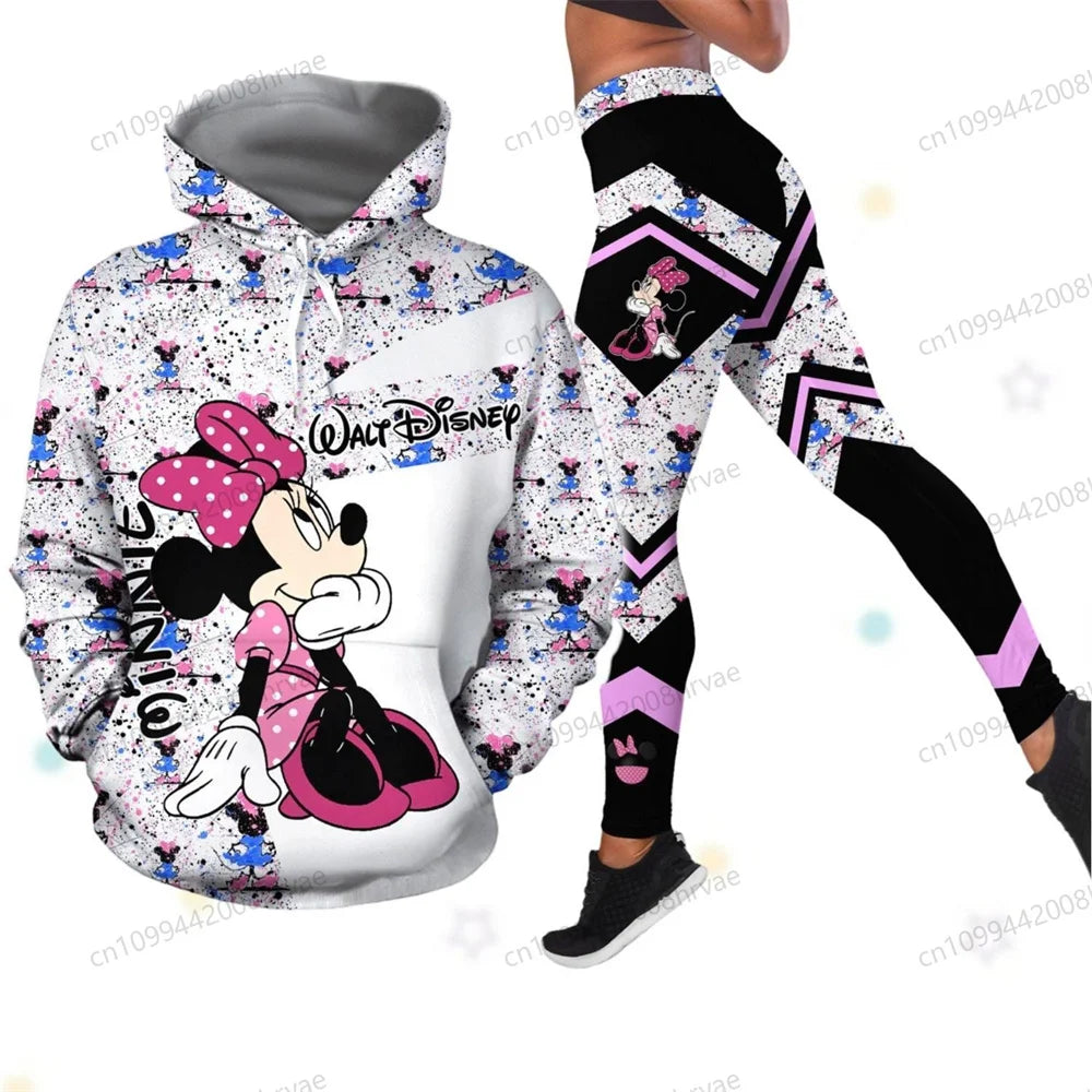 Ensemble Minnie Mouse Femme - Sweat à Capuche + Legging Yoga Disney Streetwear