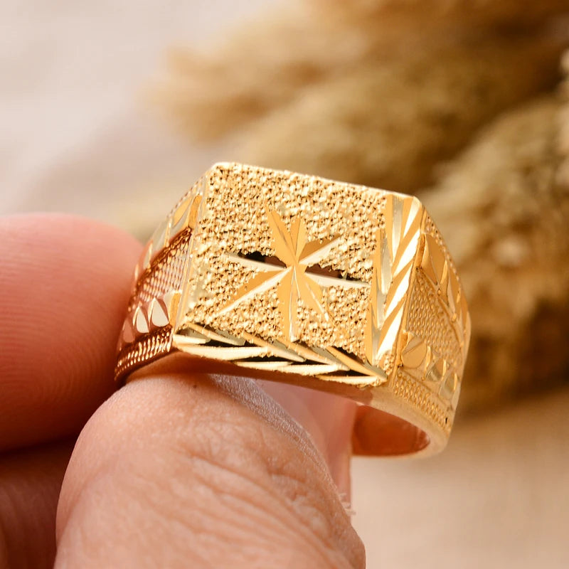Bague Homme Couleur Or - Style Dubai Moyen-Orient