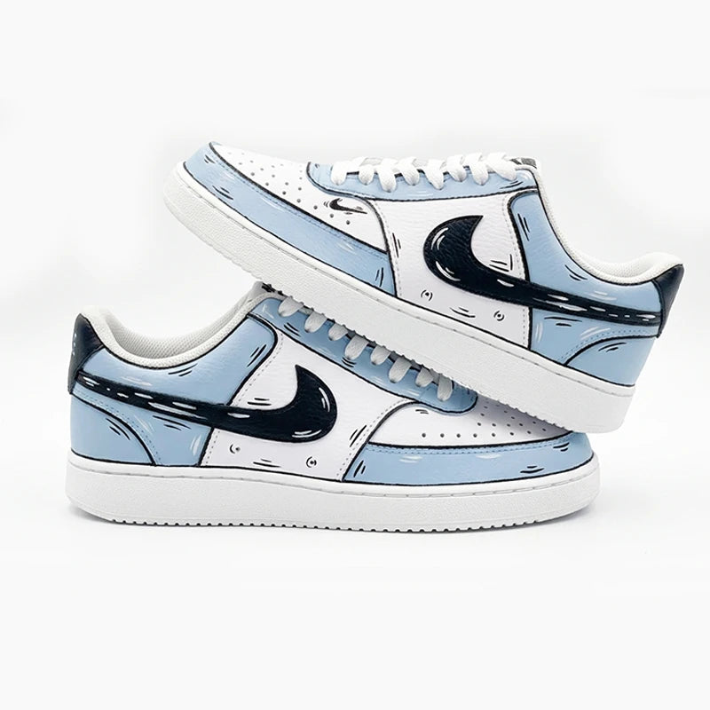 Sneakers Nike Court Vision Custom – Design Lignes Couple Unisexe Rétro Basse