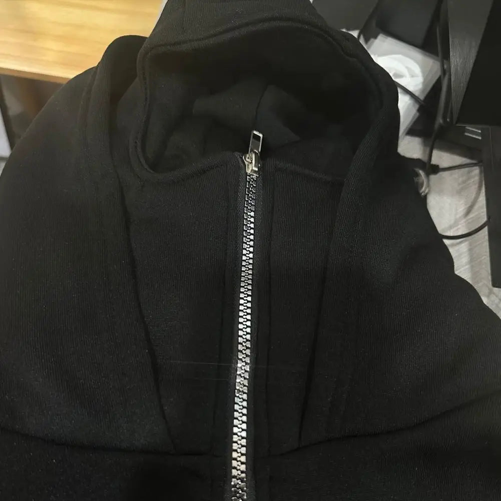 Hoodie Balaclava Unisexe Masque Intégré - Veste Zip Chaude Loose Automne Hiver Sport