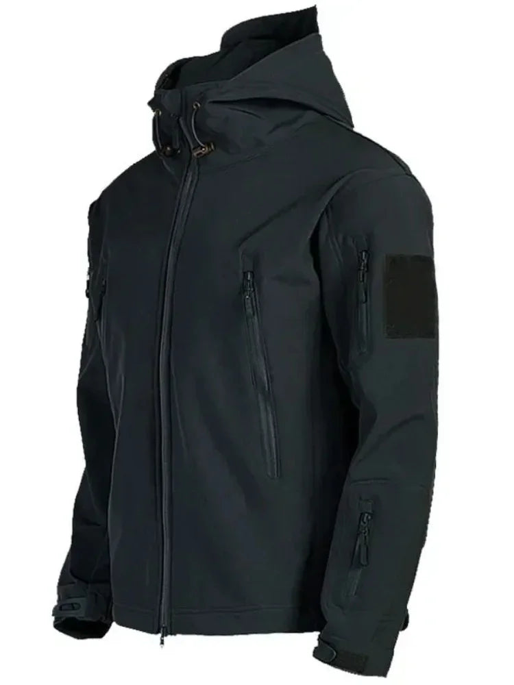 Veste Homme Shark Skin Softshell - Tactique Imperméable Coupe-Vent à Capuche Armée Bomber