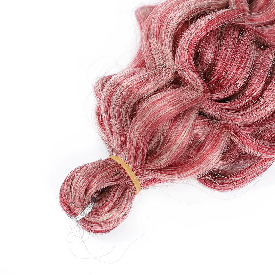 Extension Tresses Hawaii Curly Ocean Wave - Mèches Crochet Synthétiques Afro Bouclées Ombré Rose Water Wave