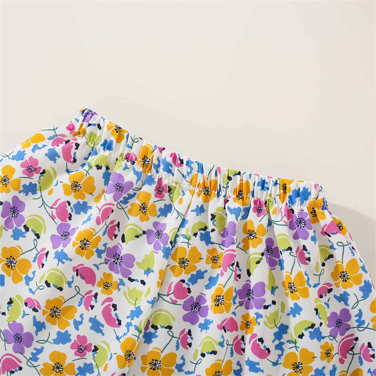 Ensemble 2 pièces bébé fille été - Top bretelles fleurs + Short mousseline