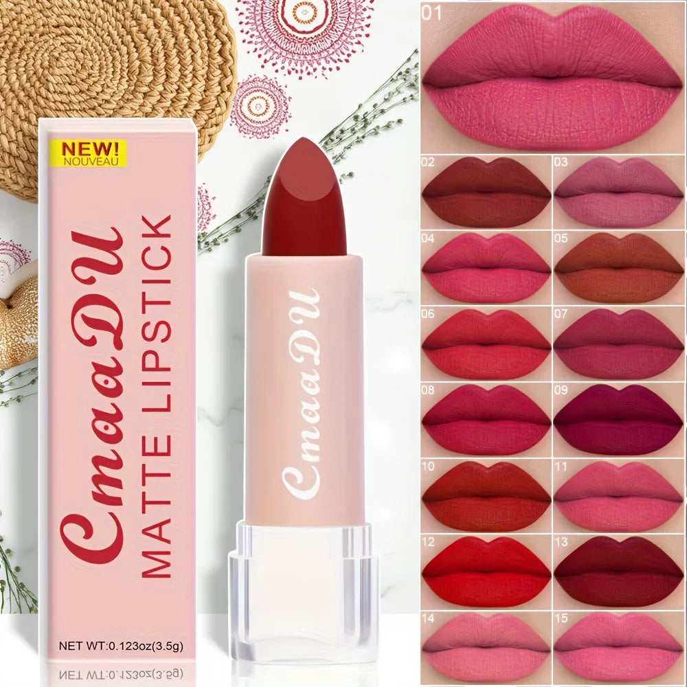 Rouge à Lèvres Velours Mat Longue Tenue Anti-Transfert Waterproof Hydratant Gloss Teintes Classiques Usage Quotidien Soirée