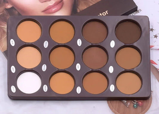Palette Contour Fond de Teint Mat - Contouring 3D Visage Femme Ombre Bronze Maquillage Professionnel