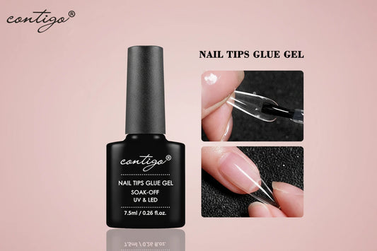 CONTIGO Colle Gel Capsules Faux Ongles UV LED 7.5ml - Gel Polish Hybride Manucure Multifonction Vernis Résistant
