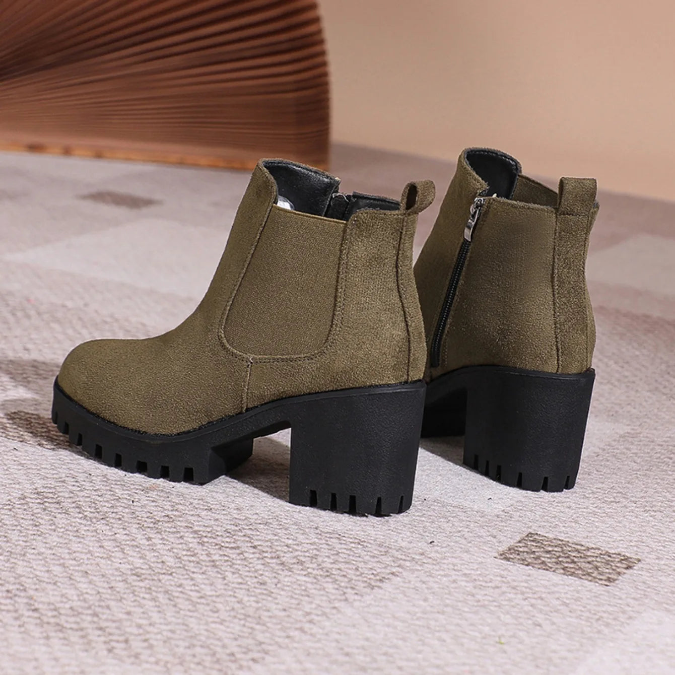 Bottines Plateforme Femme Élégantes - Bout Rond Zip Automne Hiver 2024