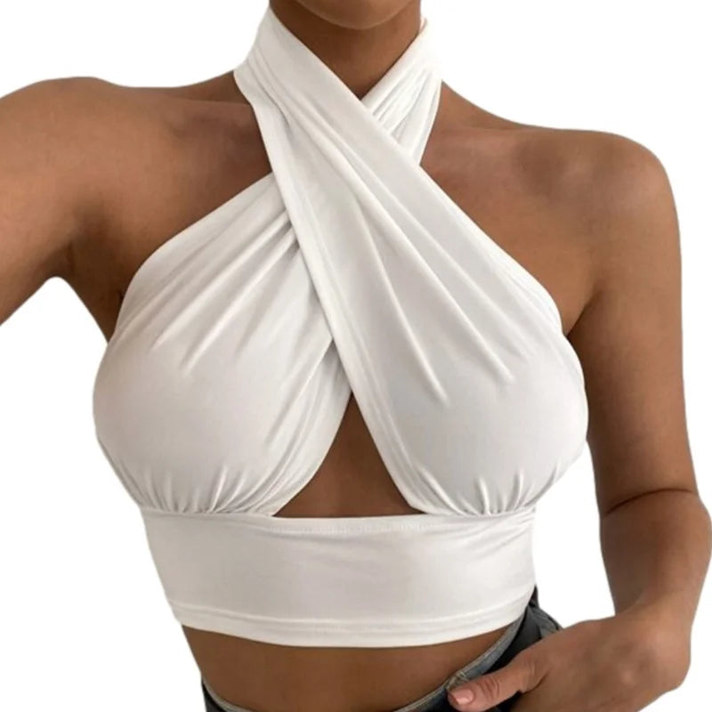 Top Halter Y2K Femme Dos Nu Été