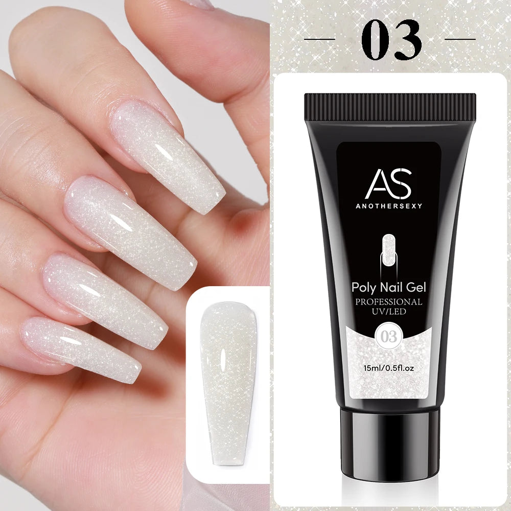 Gel Extension Ongles 15ml Poly Gel Acrylique UV LED Construction Rapide Modèle Cristal Sans Douleur Vernis Colle