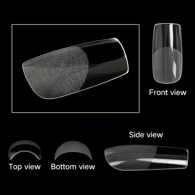 Lot 120 Capsules Ongles Carrées Medium Acrylique Semi-Mat Couverture Complète Gel Doux Pré-Formées DIY Manucure Salon Transparent